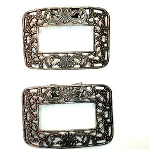 Vintage Musi Shoe Clips Buckles Silver Filigree